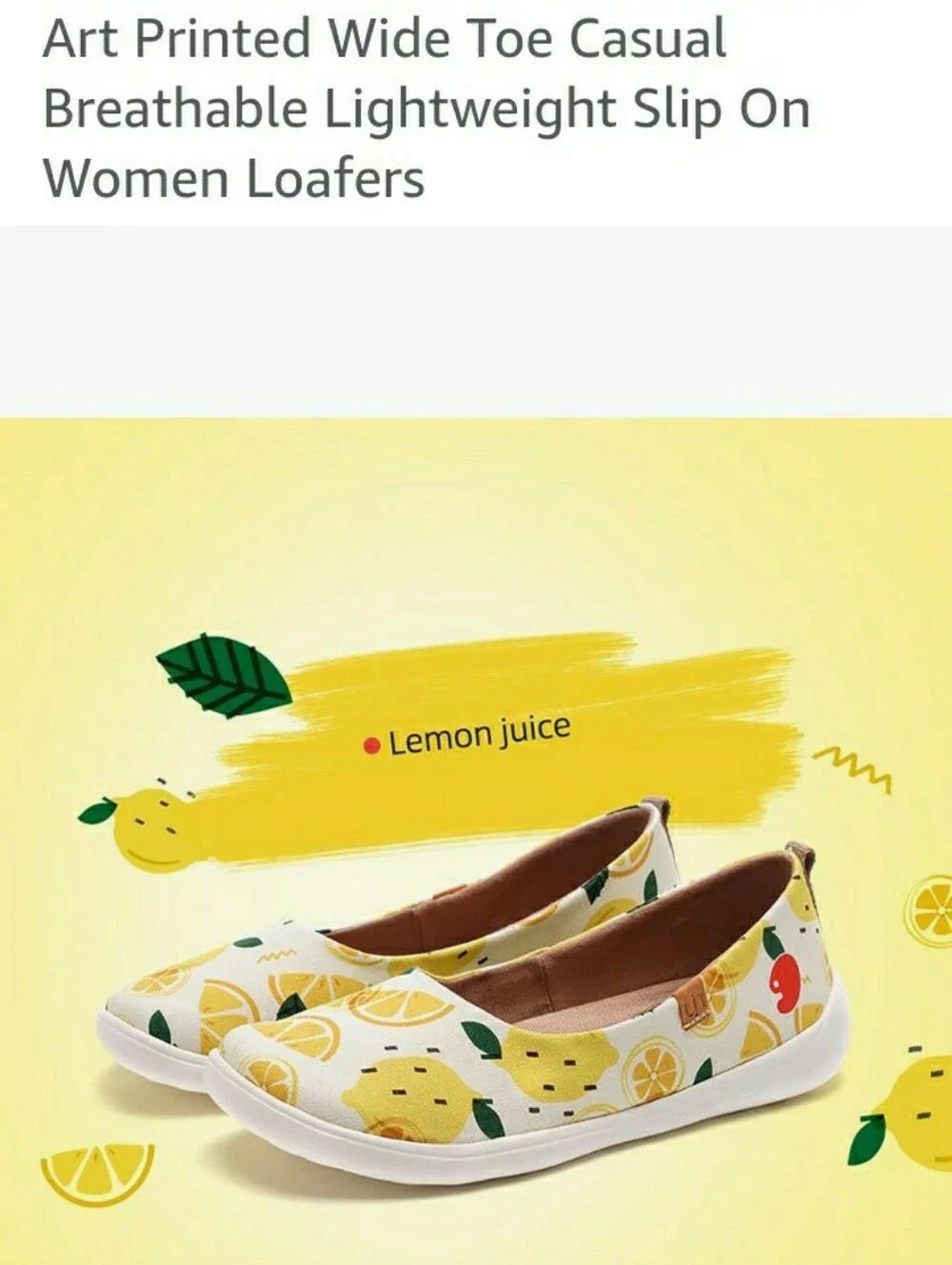 UIN Yellow Lemon Print Slip-On Loafers for Women